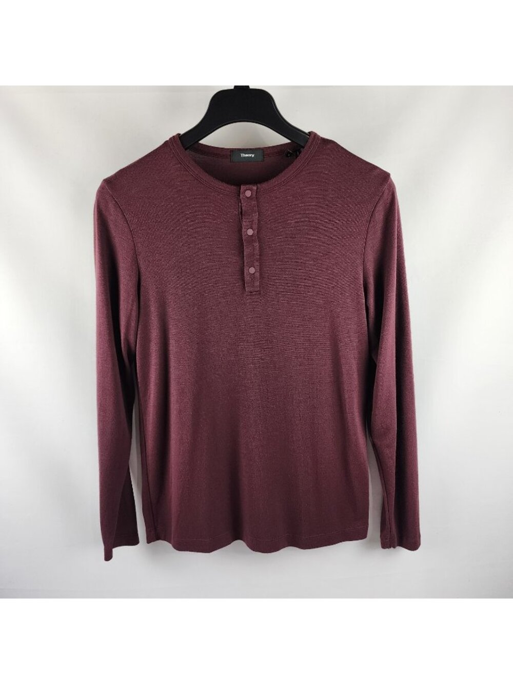 Theory Shirt Mens Small Burgundy Soft Knit 3 Button Placket L/S Henley